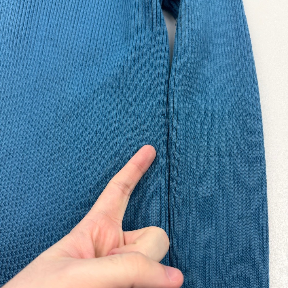 Vintage 60s Sweater Womens 14 Blue Ribbed Wool Made in Hong Kong Zip - Picture 6 of 13